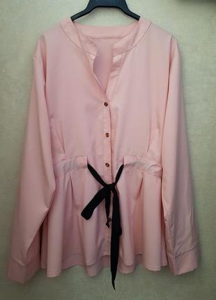 Стильна рожева блузка батал4 фото