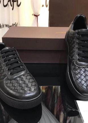Шкіряні чоловічі брендові кросівки, чорні8 фото