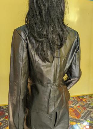 Кожаный винтажный пиджак жакет чёрный чорний шкіряний піджак вінтаж6 фото