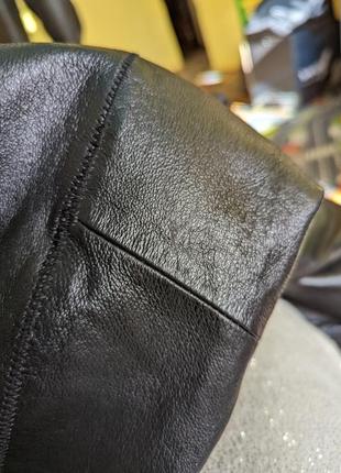 Кожаный винтажный пиджак жакет чёрный чорний шкіряний піджак вінтаж9 фото