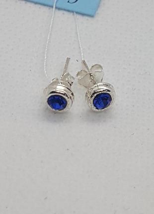 Серьги гвоздики серебряные с кубическим цирконом