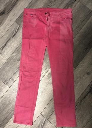 Модные розовые джинсы с заниженной талией1 фото