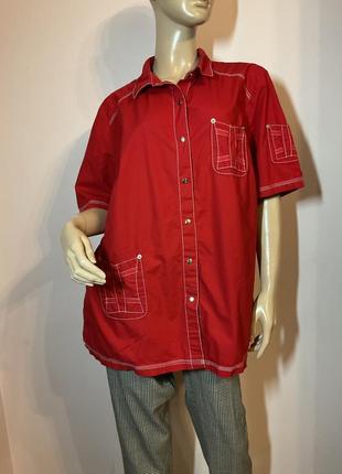 Красная хлопковая рубашка- батал/46/brend crazy line