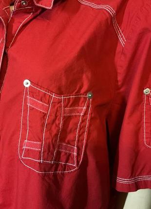 Красная хлопковая рубашка- батал/46/brend crazy line2 фото
