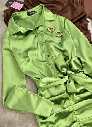 Зелене плаття - сорочка , з плотного сатину від plt3 фото