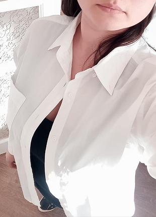 Белая рубашка оверсайз грудь 55см.