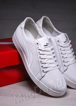 Чоловічі шкіряні кеди puma legio white6 фото