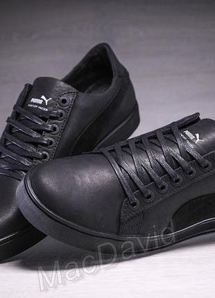 Чоловічі шкіряні кеди puma legio black3 фото