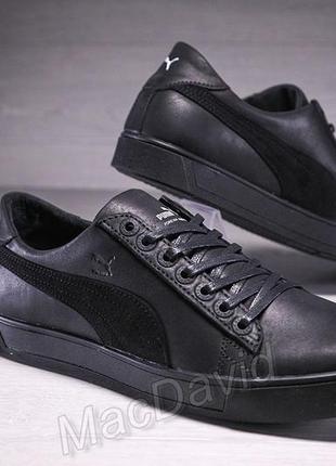 Чоловічі шкіряні кеди puma legio black4 фото