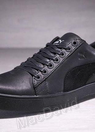 Чоловічі шкіряні кеди puma legio black7 фото