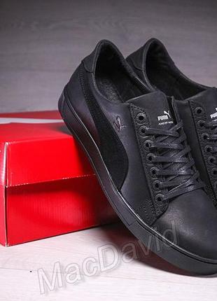 Мужские кожаные кеды puma legio black10 фото