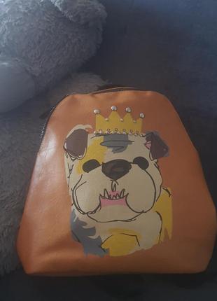 Яскравий рюкзак в стилі dolce gabbana з собакою5 фото