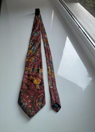 Винтажный шелковый галстук с цветами1 фото