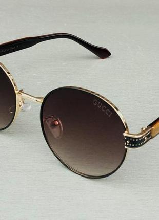 Gucci стильные солнцезащитные очки унисекс овальные коричневый градиент