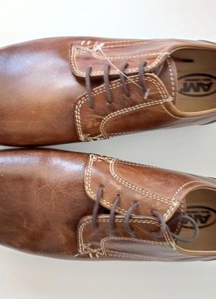 Кожаные стильные мужские туфли от am - 42 р кожа везде - новые3 фото