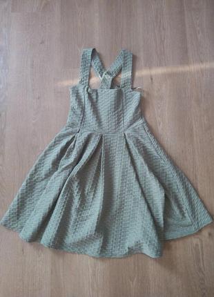 Оливкового цвета лёгкое платье с юбкой солнце от miss selfridge3 фото