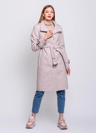 Женское пальто приталенное с воротником стойкой  рр 42-52