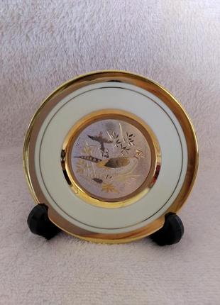 Коллекционная тарелка chokin art 24k gold япония винтаж