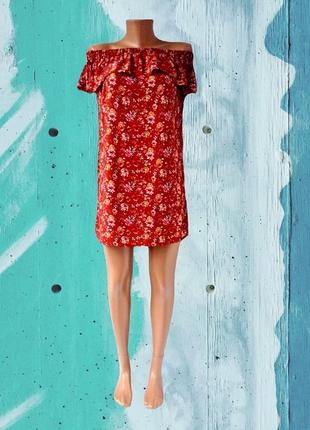 Новое (cток) стильное терракотовое платье primark в цветочный принт. размер uk6/eur34.7 фото