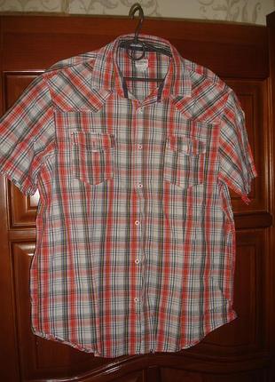 Рубашка мужская l размер 50 летняя в клетку