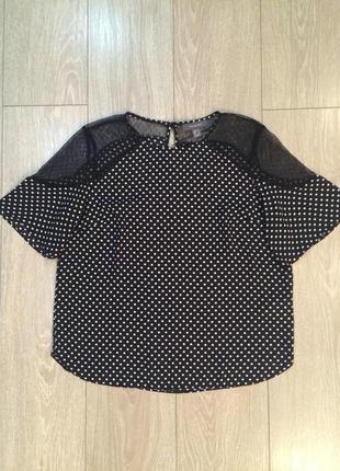 Блуза в горох с гипюровыми вставками primark4 фото