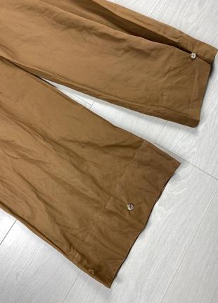Sarah pacini брюки классические прямые клеш палаццо с пуговицами защипами коричневые хлопковые базовые брендовые5 фото