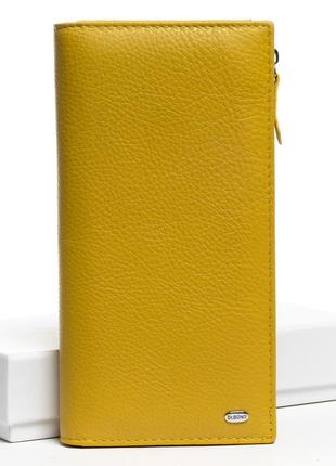 Жіноче шкіряне портмоне на блискавці dr. bond стильний жовтий жіночий гаманець на магнітах для візиток