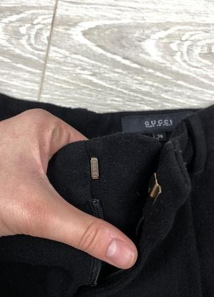 Gucci шерстяные оригинальные штаны брюки классические черные облегающие скинни со складами змейками3 фото