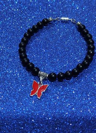 Браслет-шунгит 🦋 (красный).