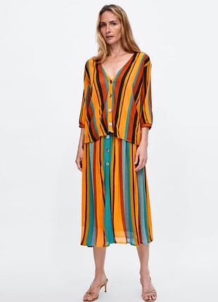 Блузка рубашка полоска zara