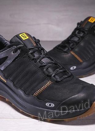 Чоловічі шкіряні кросівки salomon s2 black2 фото