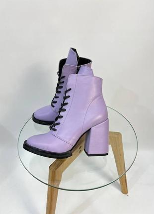 Эксклюзивные ботинки из натуральной итальянской кожи лиловые сирень2 фото