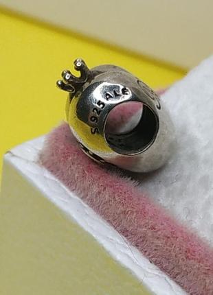 Шарм стерлинговое серебро 925 проба ale цирконий маленькая принцесса корона розовое сердечко камешки камни в стиле пандора6 фото