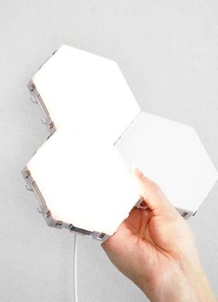 Світильник модульний led сенсорний стільники набір 6штук з адаптером + подарунок3 фото