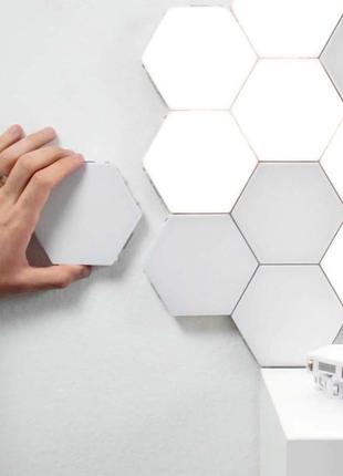 Світильник модульний led сенсорний стільники набір 6штук з адаптером + подарунок7 фото