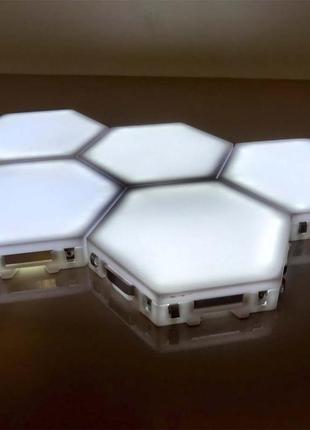 Светильник модульный led  сенсорный соты  набор 6штук с адаптером + подарок4 фото