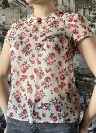 Шифонова блуза з квітковим принтом1 фото
