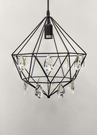 Люстра підвіс світильник у стилі лофт з кришталевими підвісками3 фото