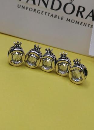 Шарм пандора стерлінгове срібло 925 проба цирконій велика буква корона логотип бренду великий камінь4 фото