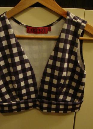 #розвантажуюсь картатий топ, кроп, футболка,майка boohoo