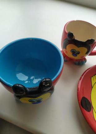 Набір дитячого посуду 3 предмети (чашка, глибока та обідня тарілки)4 фото
