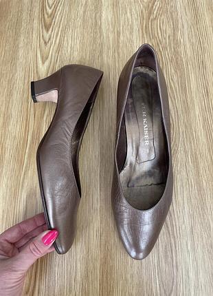 Туфли женские лодочки золотистые медные кожаные 25,5 см