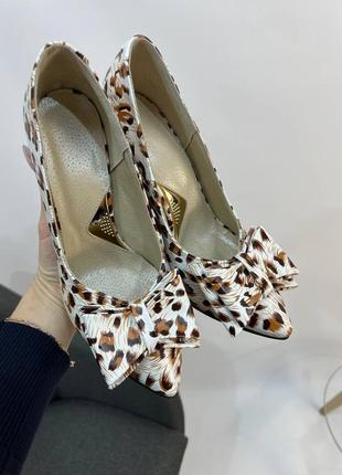Эксклюзивные туфли лодочки итальянская кожа леопард4 фото
