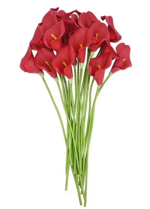 Искусственные каллы красные - 5штук, длина 37см, длина цветка 8см1 фото