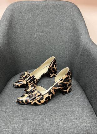 Ексклюзивні туфлі човники італійська шкіра леопард6 фото