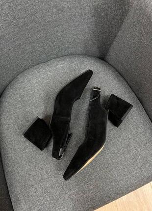 Эксклюзивные туфли из натуральной итальянской замши чёрные3 фото