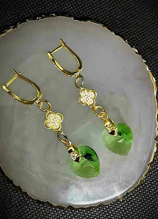 Авторские серьги подвесочки с кристаллами swarovski 💚