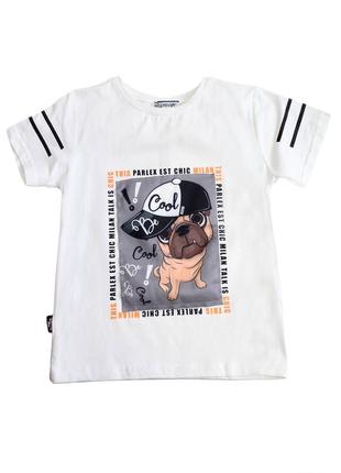 Футболка молочна з французьким бульдогом в кепці (116 див.) rever 2125000768670