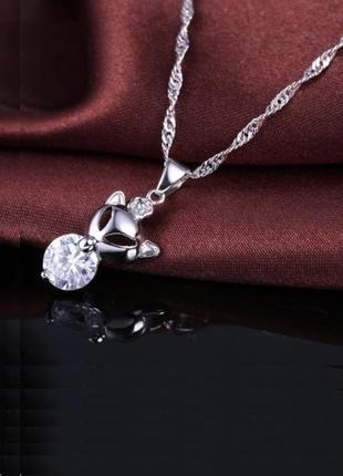 🏵️ювелірна підвіска на ланцюгу лисиці в сріблі з фіанітами, нова! арт. 109378