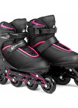 Роликовые коньки 3в1 hop-sport hs-903 motion s (размер 30-33) черно-розовые
